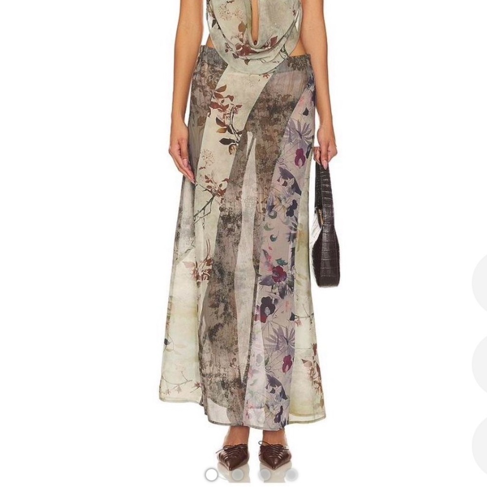 Jaded London Asteria Panelled Print Maxi Skirt in Multi nwot